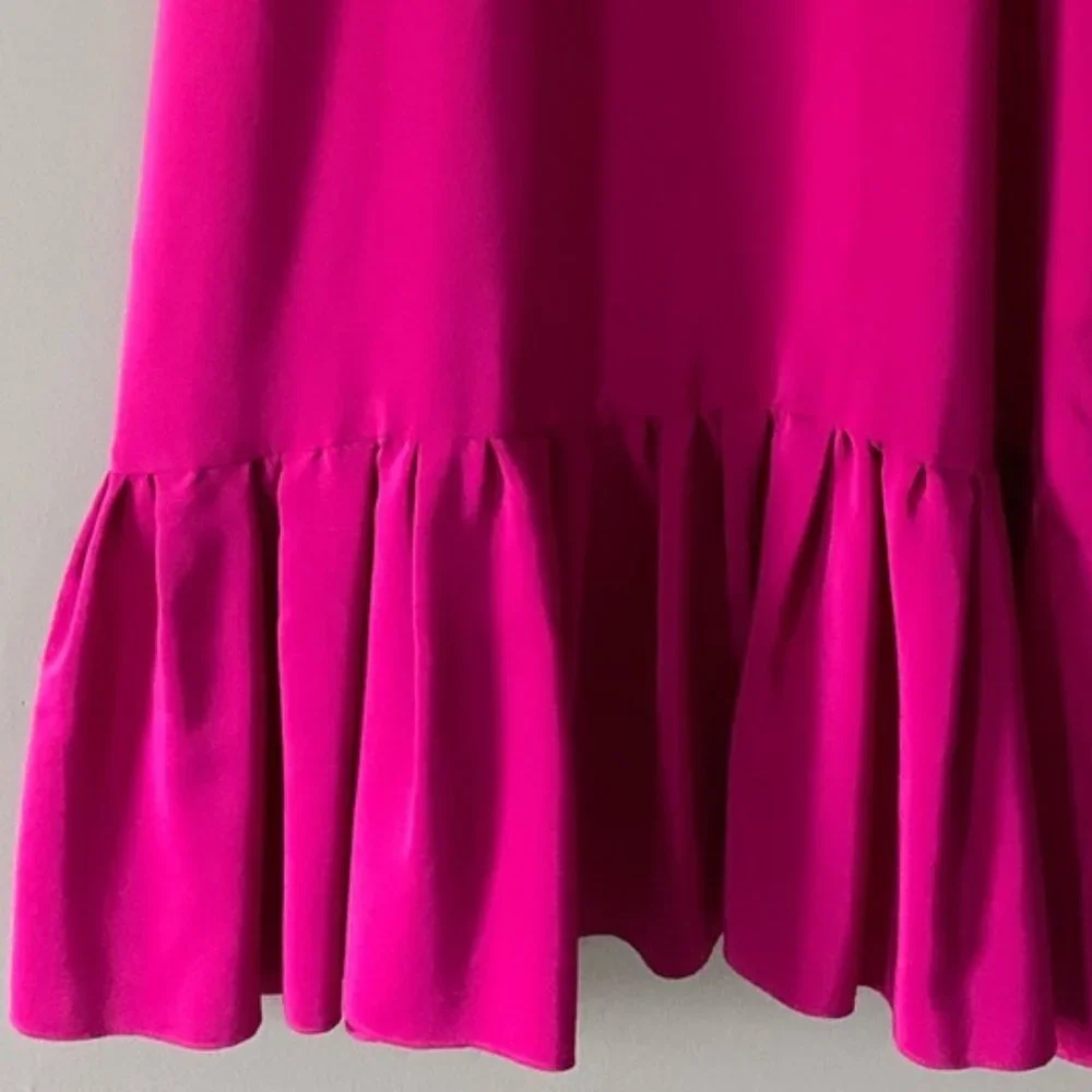 Amanda Uprichard Revolve Silk Keyhole Halter Magenta Pink Mini Dress Small 6 NWT - Picture 4 of 5